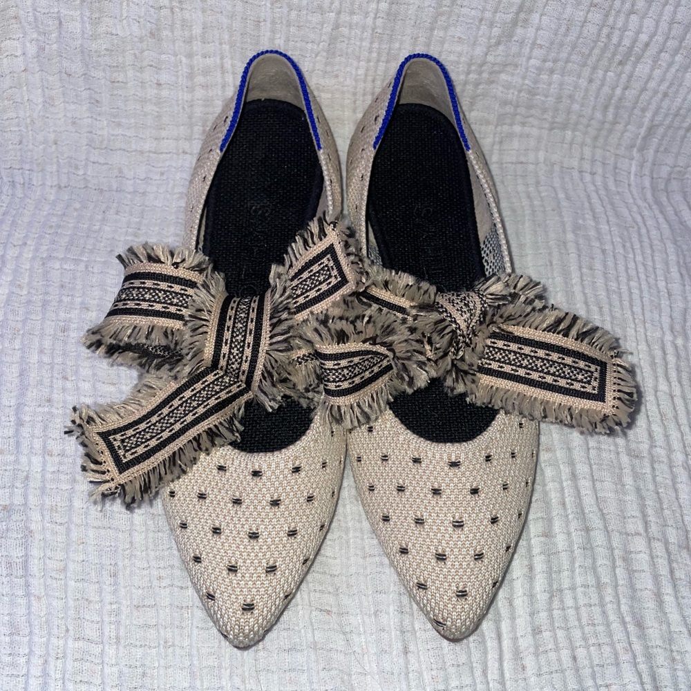 Rothy’s Mary Jane Tuxedo Bow Flats Size 6.5